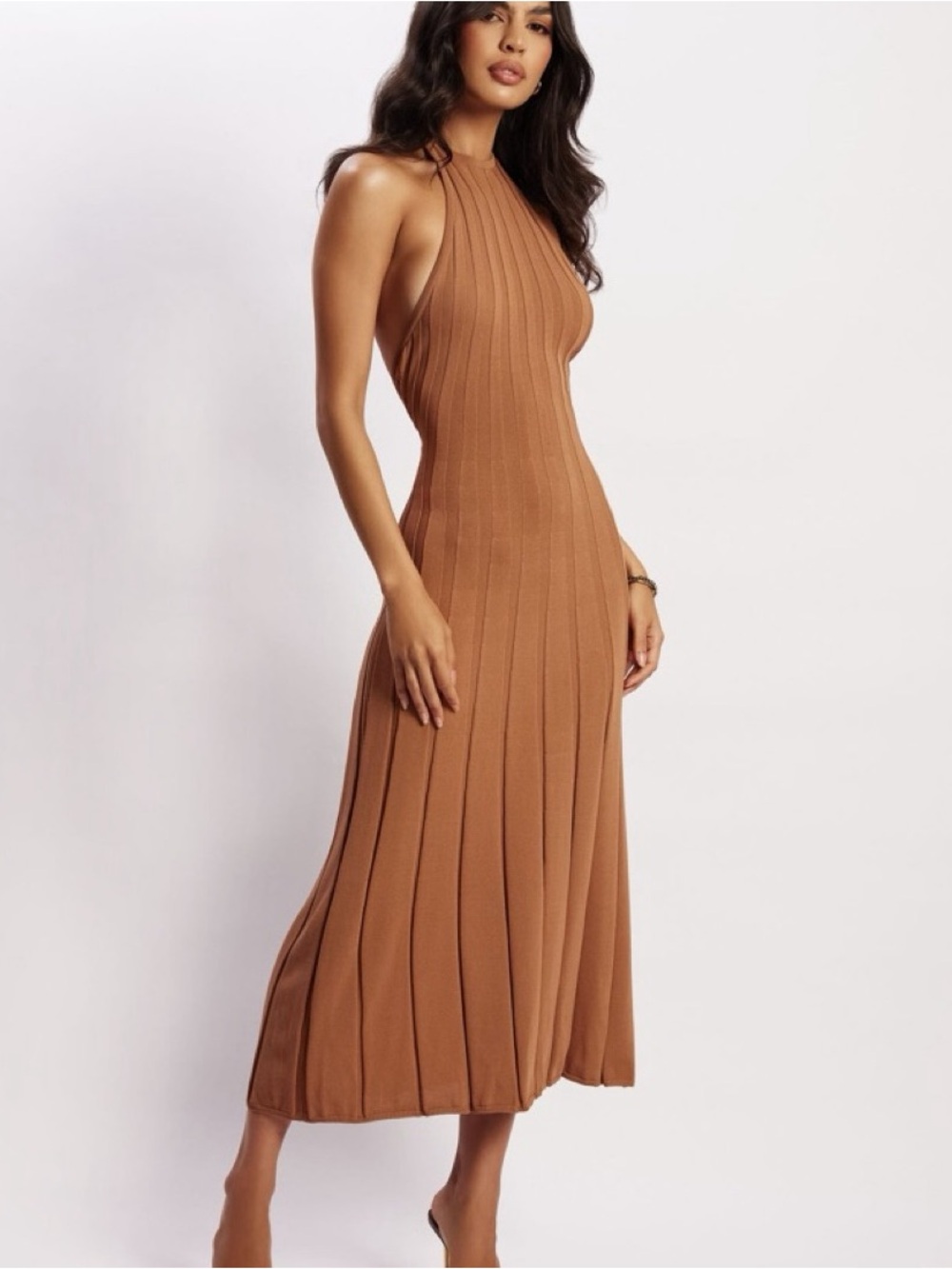 meshki adrienne halter neck midi dress nwot